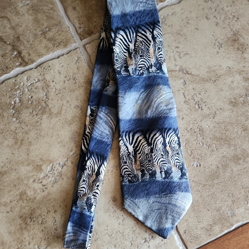 Endangered Species Zebra Print Silk Tie By Carol Polich